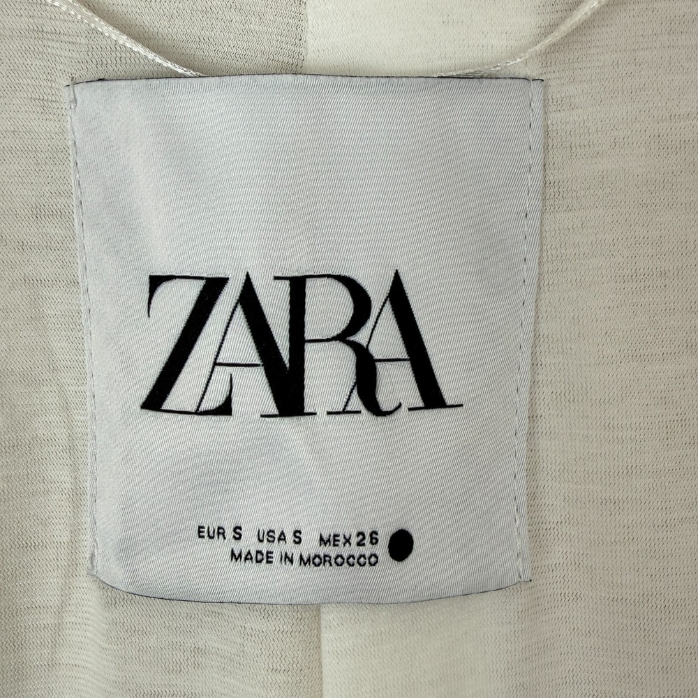 Zara Minimalist Wool Blend Coat ZW Collection 2 Button Ecru Cream Women's S NWT - Picture 7 of 16